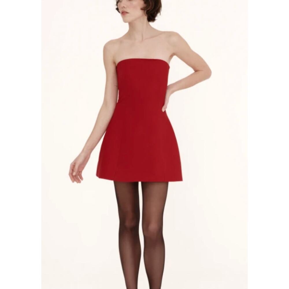 Occleus Kimberly Strapless Mini Dress Red Fit Flare Party Holiday Size 34 0/2